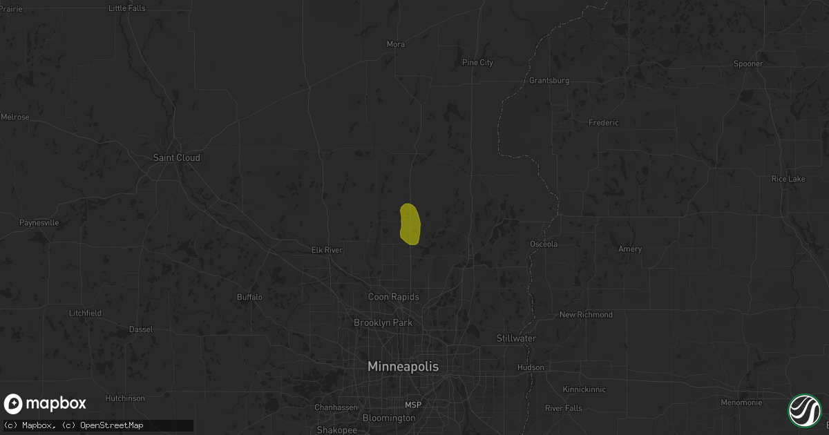 Hail map in Bethel, MN on May 15, 2025