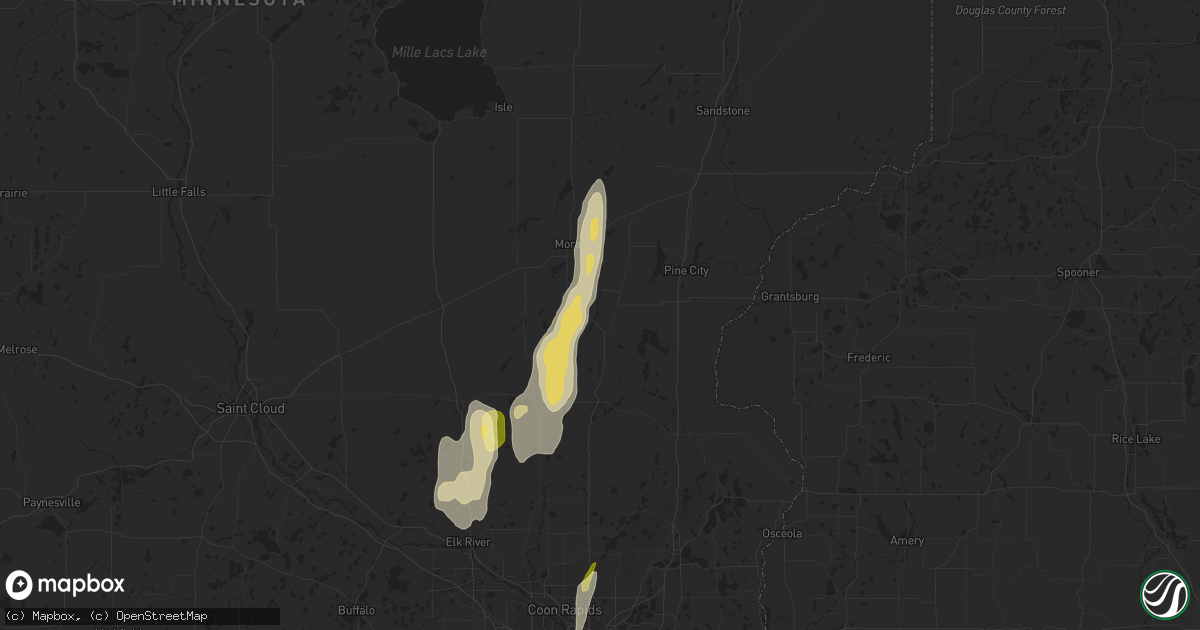 Hail map in Braham, MN on May 15, 2025