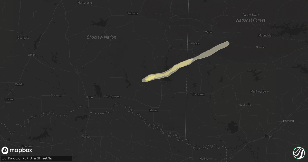 Hail map in Broken Bow, OK on May 15, 2025