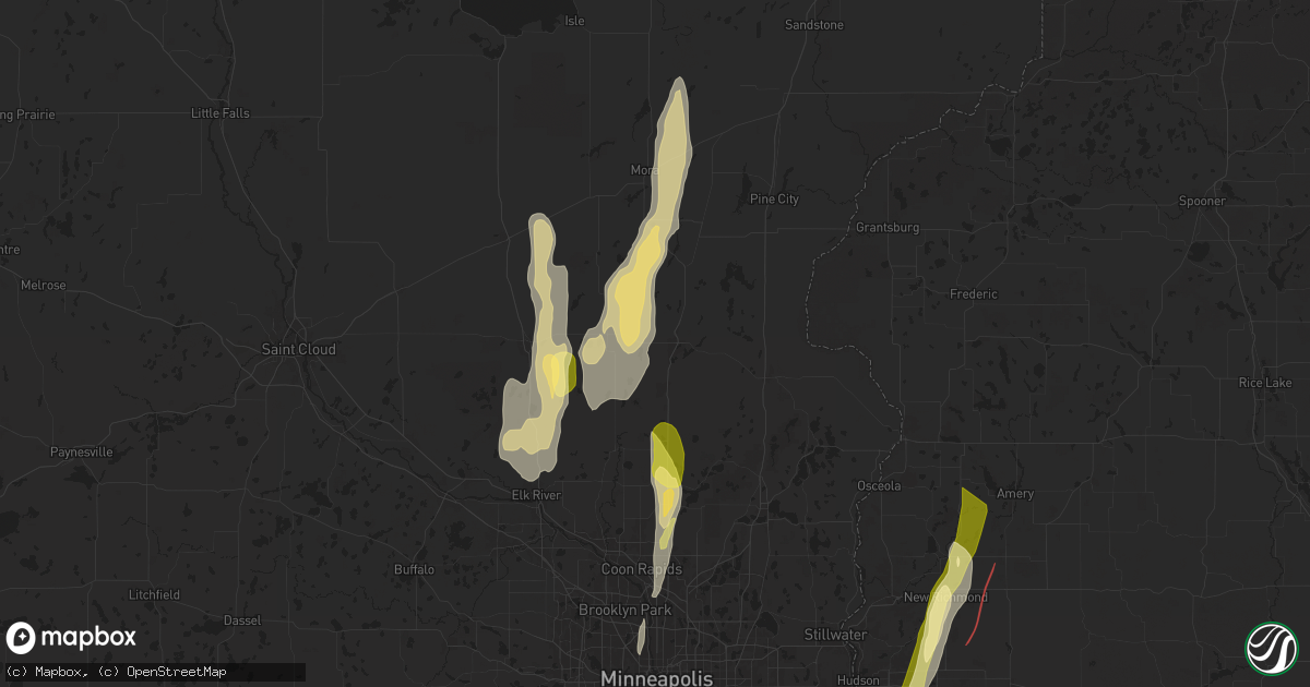 Hail map in Cambridge, MN on May 15, 2025
