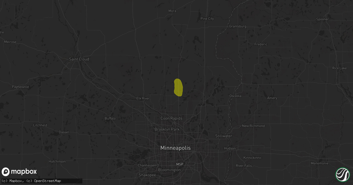 Hail map in Cedar, MN on May 15, 2025