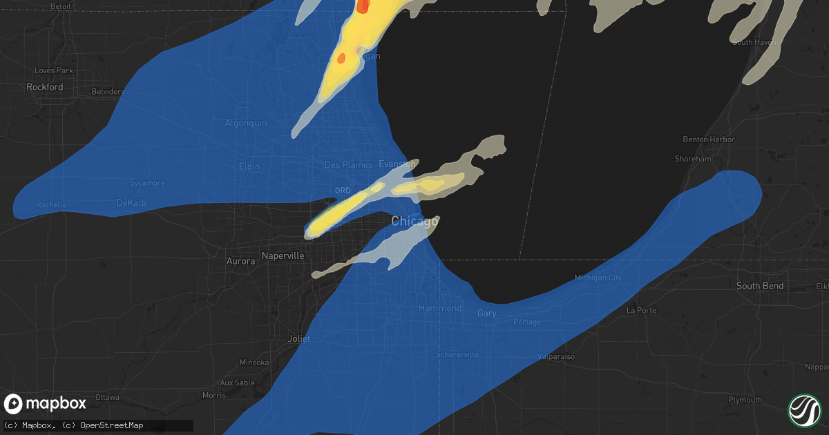 Hail map in Chicago, IL on May 15, 2025