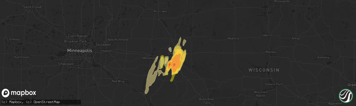 Hail map in Chippewa Falls, WI on May 15, 2025