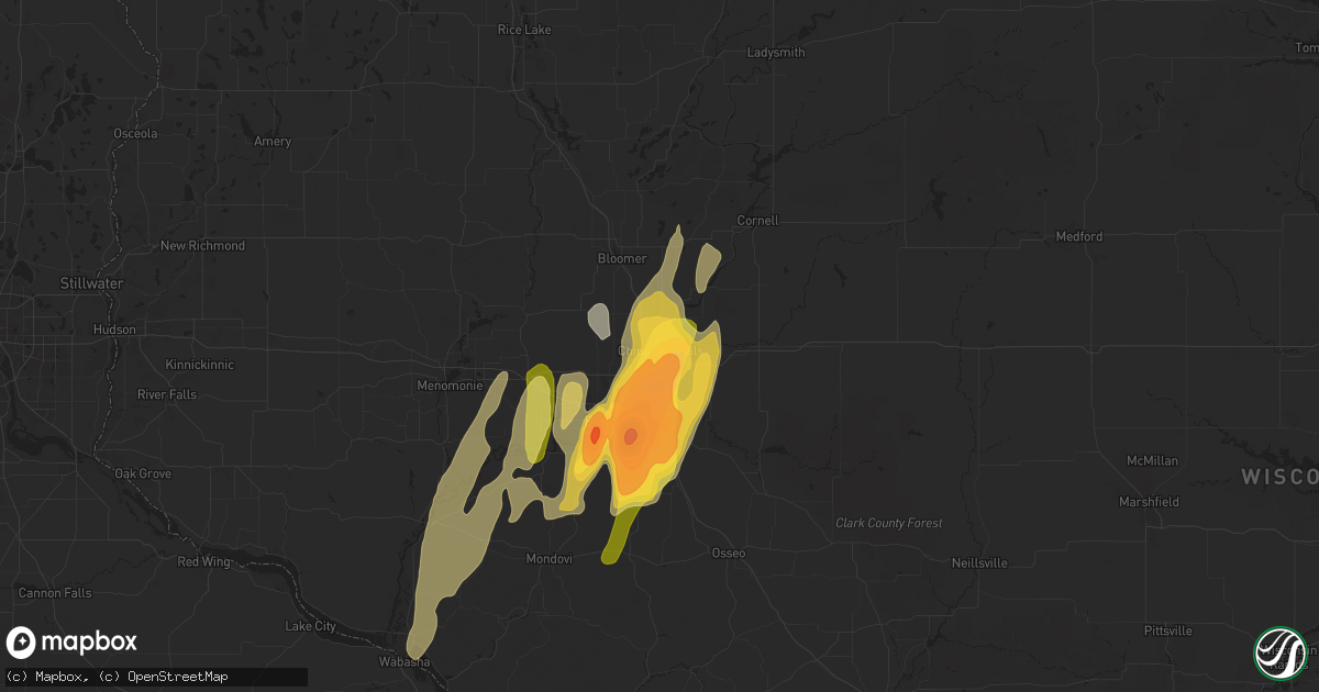 Hail map in Chippewa Falls, WI on May 15, 2025