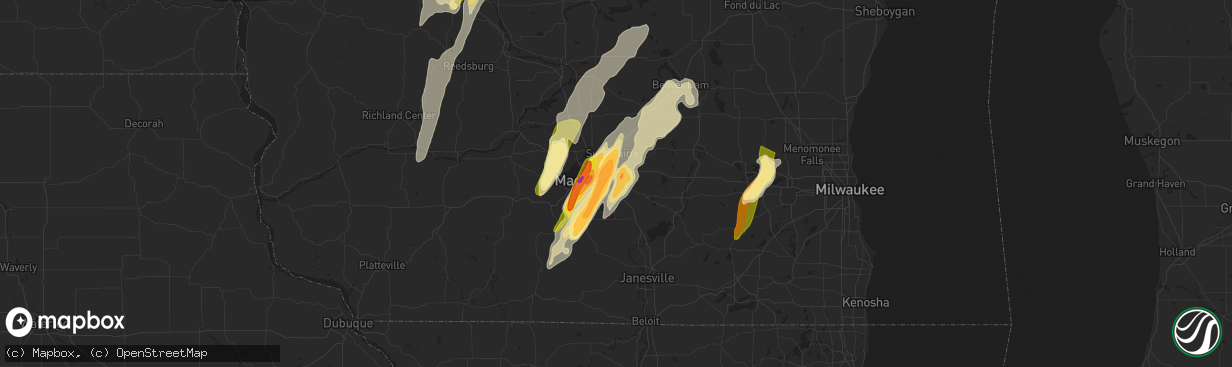 Hail map in Cottage Grove, WI on May 15, 2025