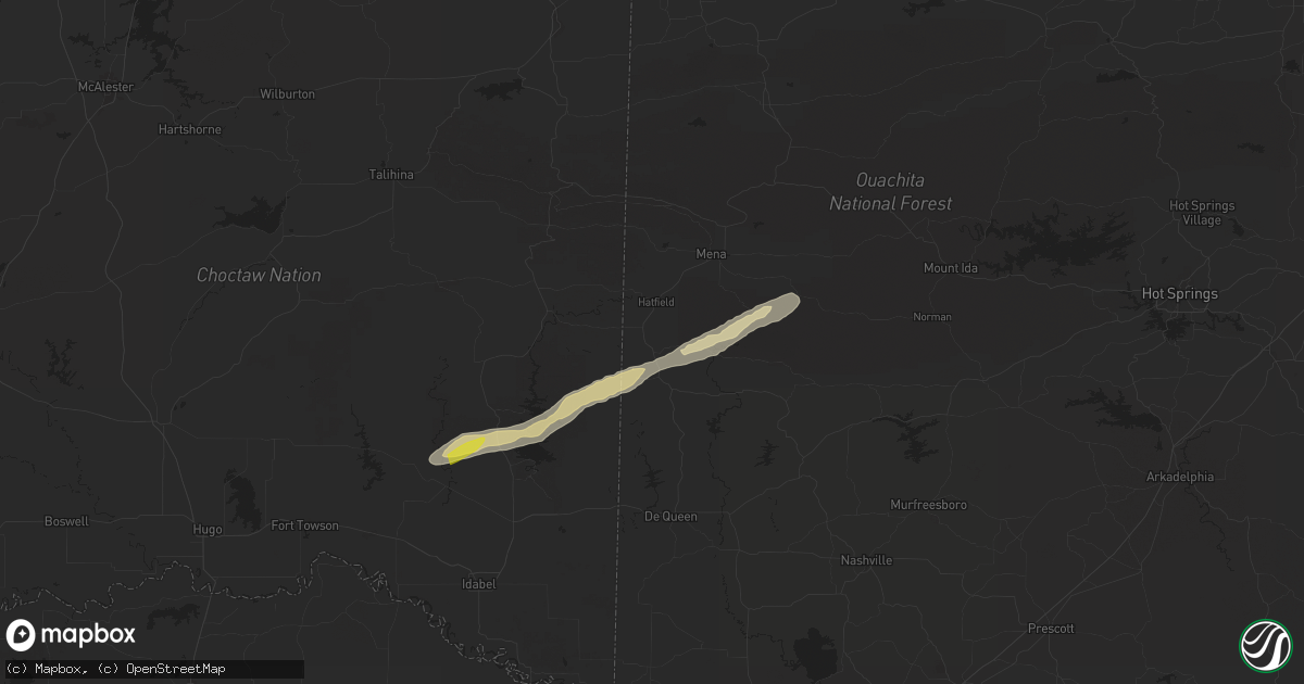 Hail map in Cove, AR on May 15, 2025