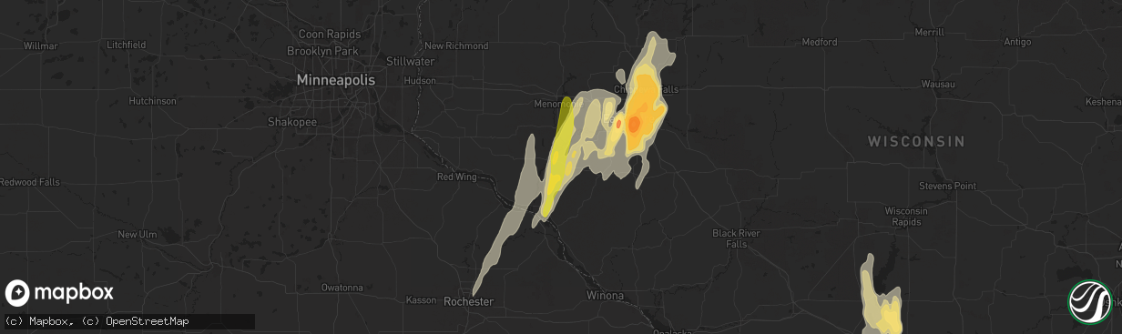 Hail map in Durand, WI on May 15, 2025