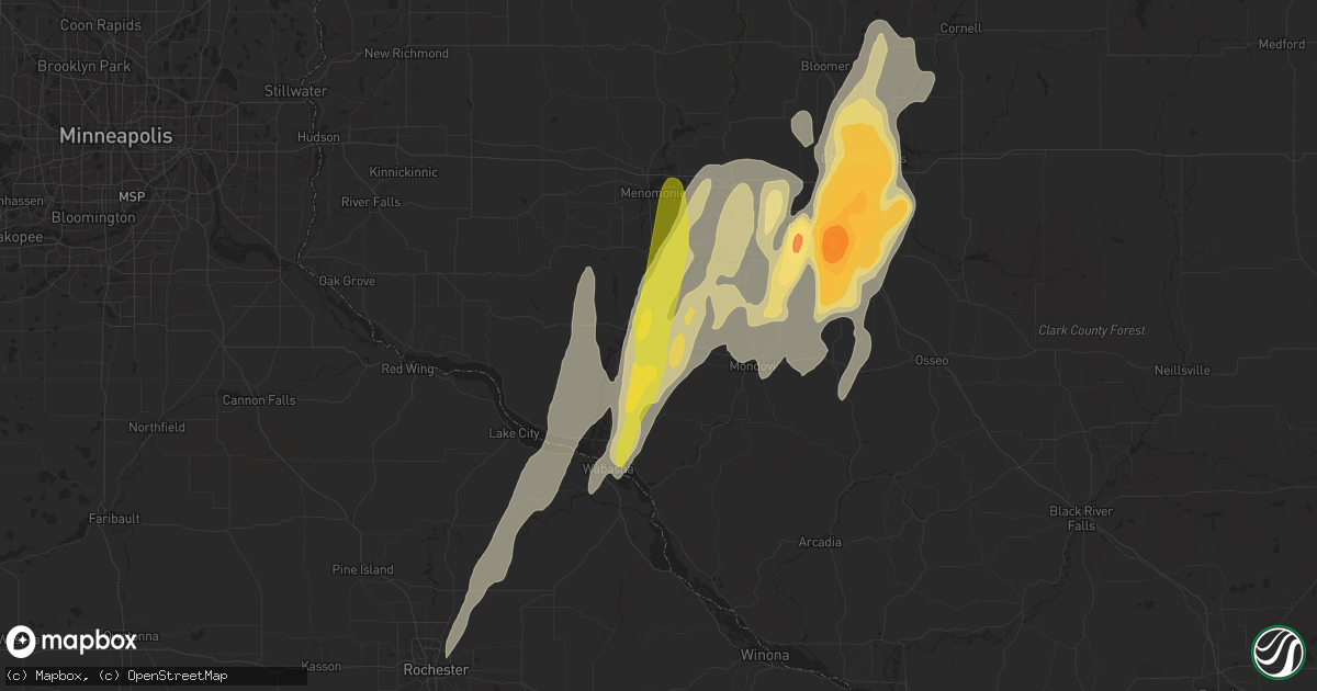 Hail map in Durand, WI on May 15, 2025