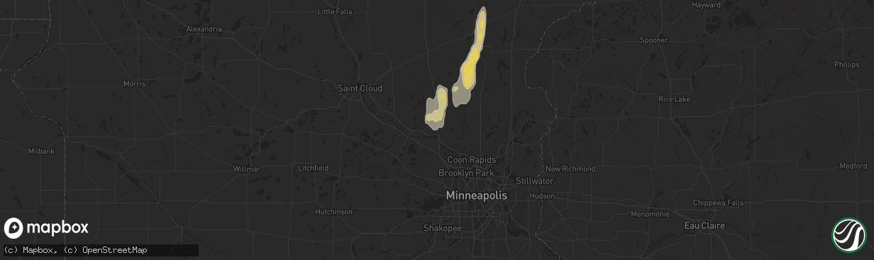 Hail map in Elk River, MN on May 15, 2025