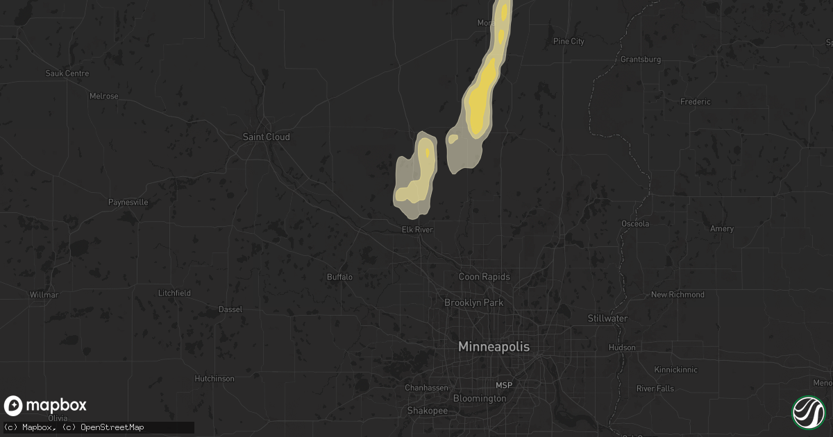 Hail map in Elk River, MN on May 15, 2025