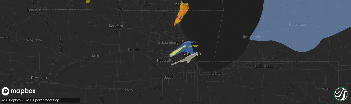 Hail map in Elmhurst, IL on May 15, 2025