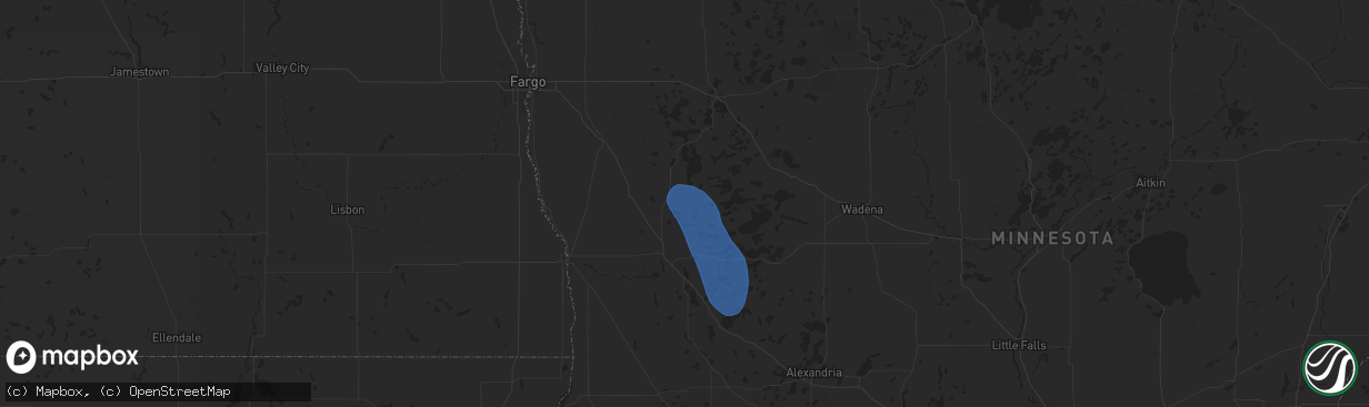 Hail map in Erhard, MN on May 15, 2025