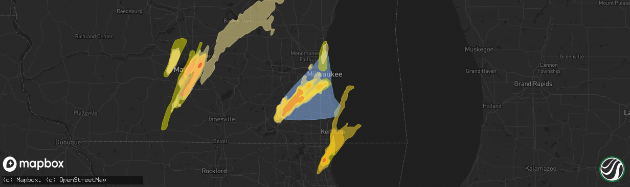 Hail map in Franklin, WI on May 15, 2025