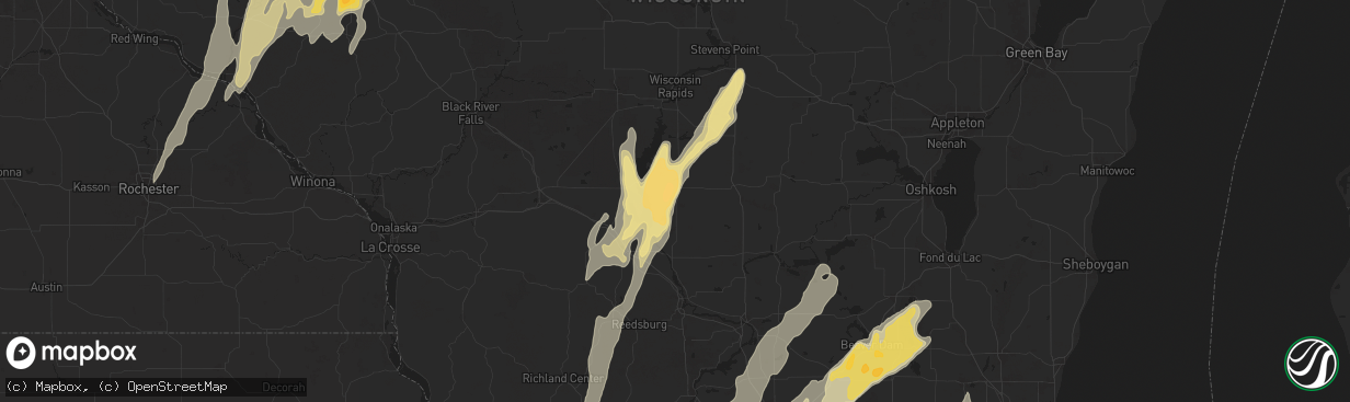 Hail map in Friendship, WI on May 15, 2025