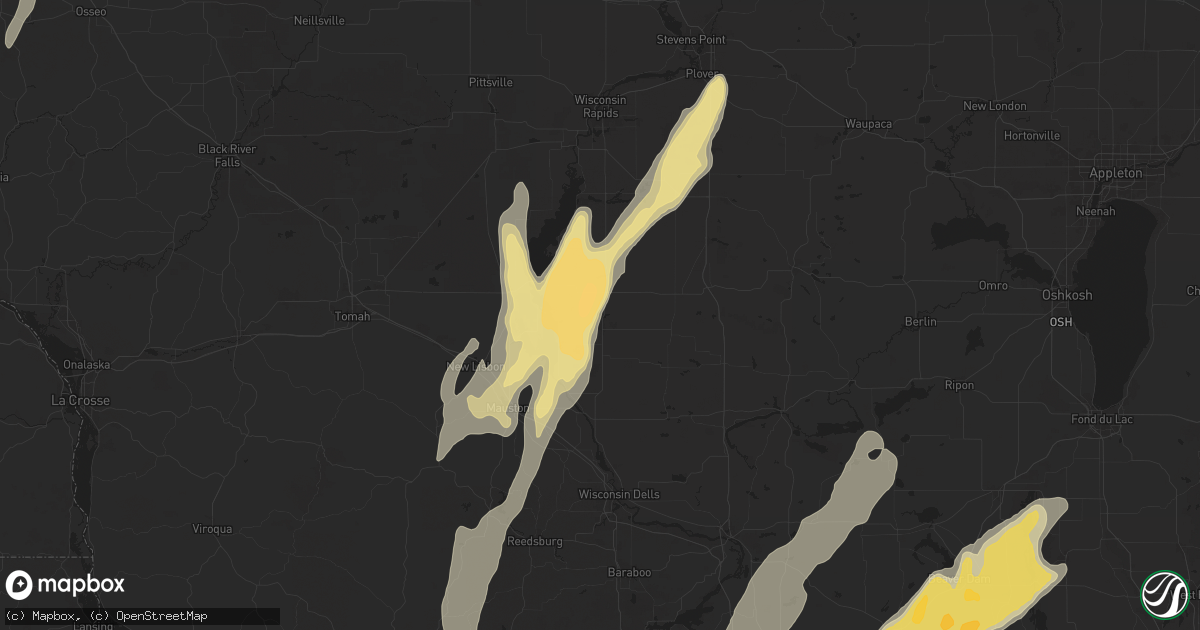 Hail map in Friendship, WI on May 15, 2025