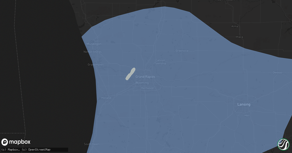 Hail map in Grand Rapids, MI on May 15, 2025