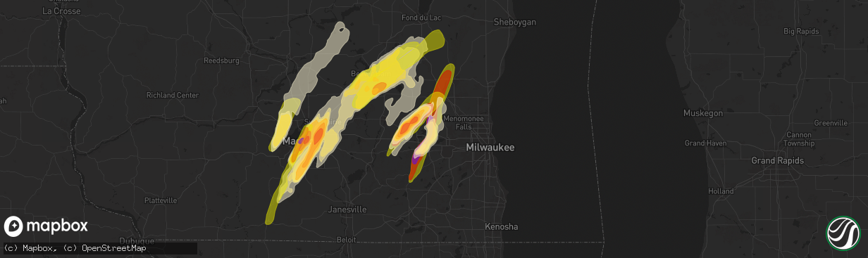 Hail map in Hartland, WI on May 15, 2025