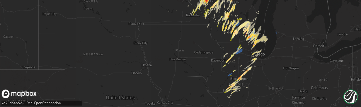 Hail map in Iowa on May 15, 2025