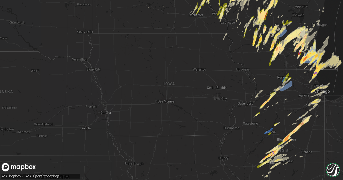 Hail map in Iowa on May 15, 2025