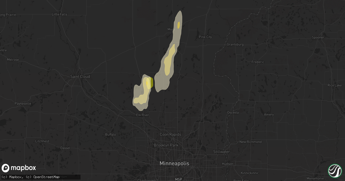 Hail map in Isanti, MN on May 15, 2025