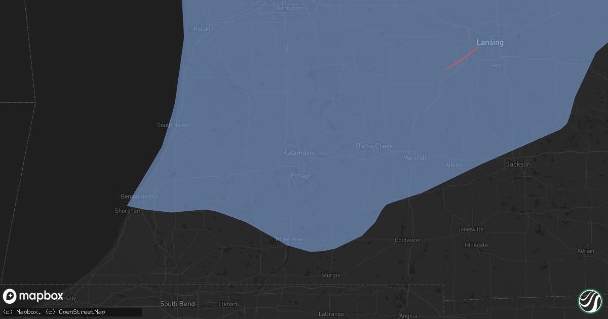 Hail map in Kalamazoo, MI on May 15, 2025