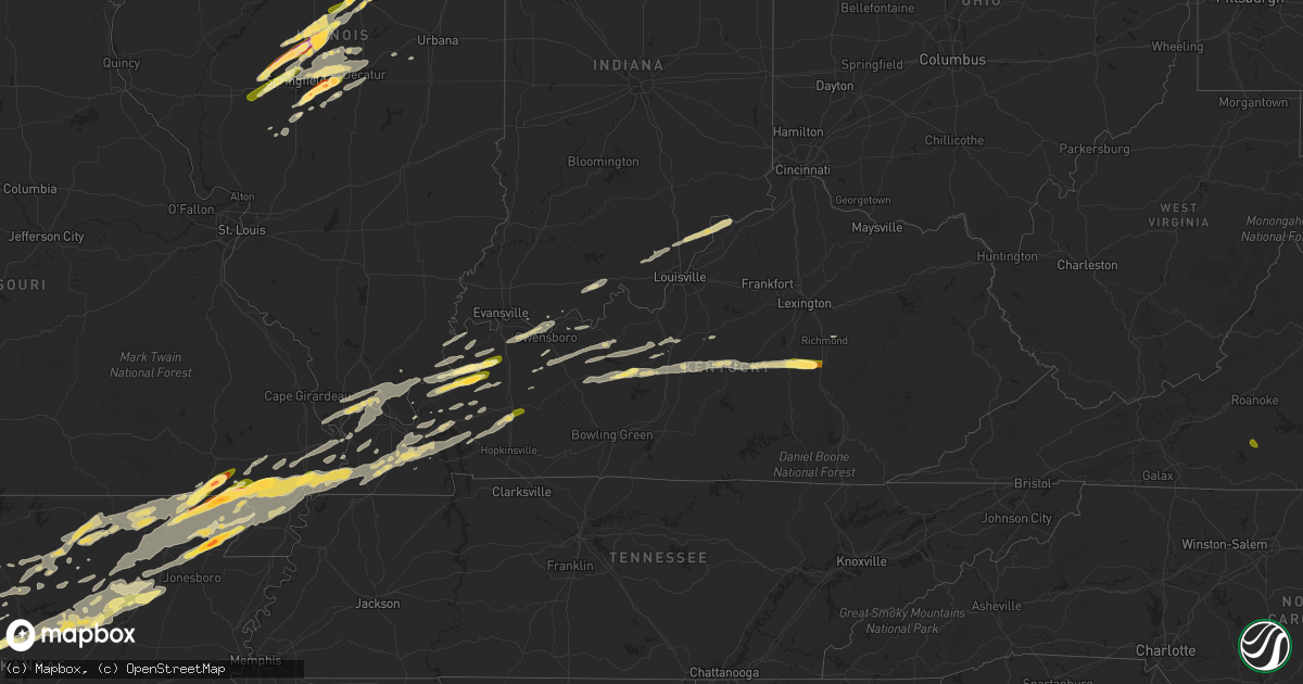 Hail map in Kentucky on May 15, 2025