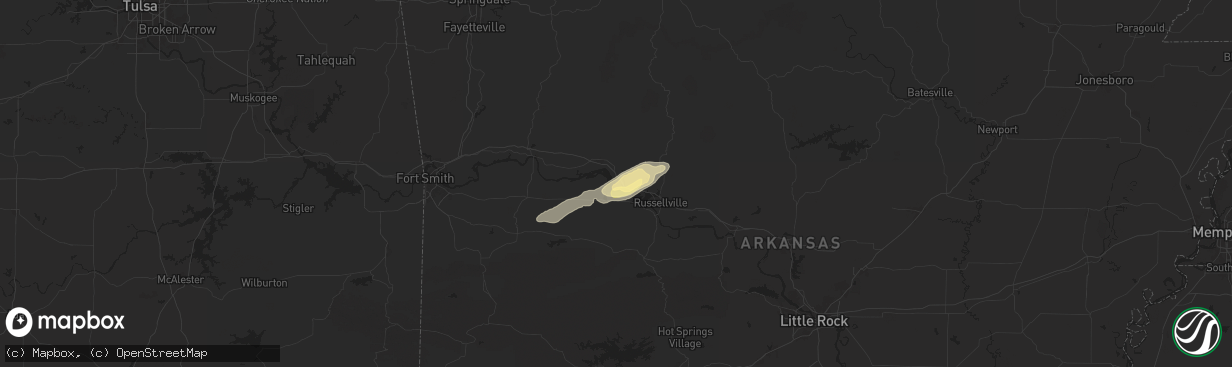 Hail map in Knoxville, AR on May 15, 2025