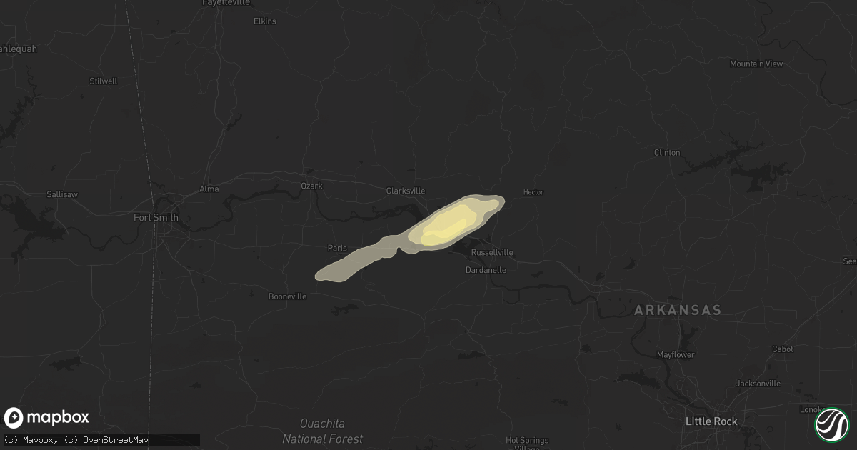 Hail map in Knoxville, AR on May 15, 2025