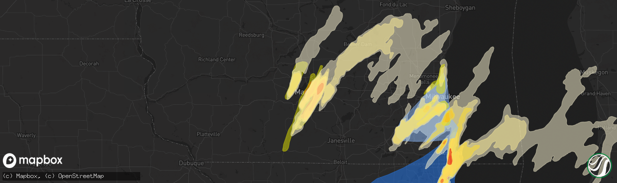 Hail map in Madison, WI on May 15, 2025