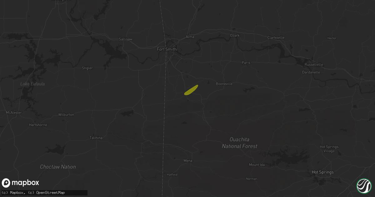 Hail map in Mansfield, AR on May 15, 2025