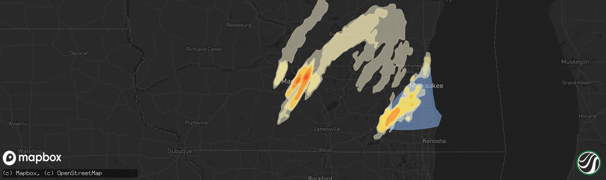 Hail map in Mcfarland, WI on May 15, 2025