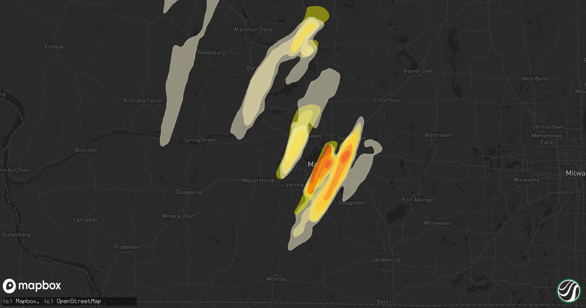 Hail map in Middleton, WI on May 15, 2025