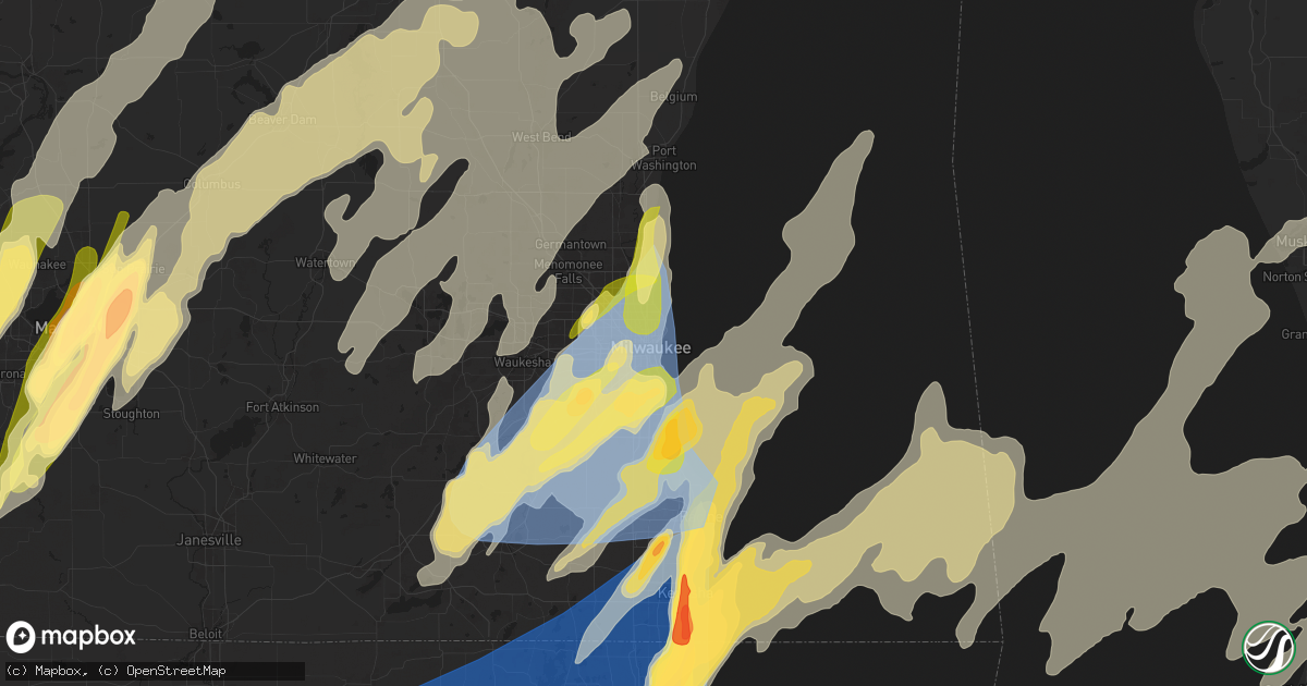 Hail map in Milwaukee, WI on May 15, 2025