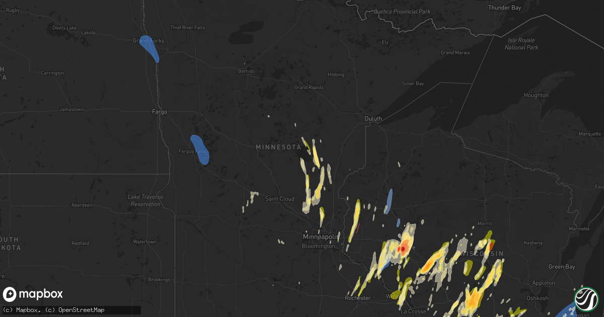Hail map in Minnesota on May 15, 2025