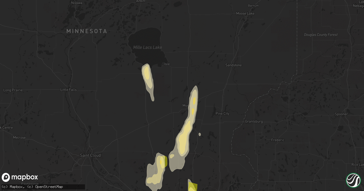 Hail map in Mora, MN on May 15, 2025