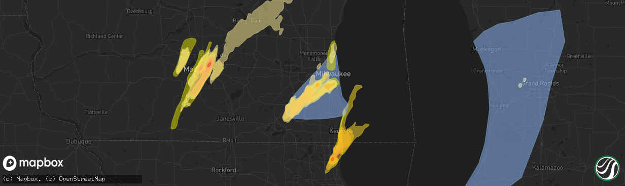 Hail map in Muskego, WI on May 15, 2025