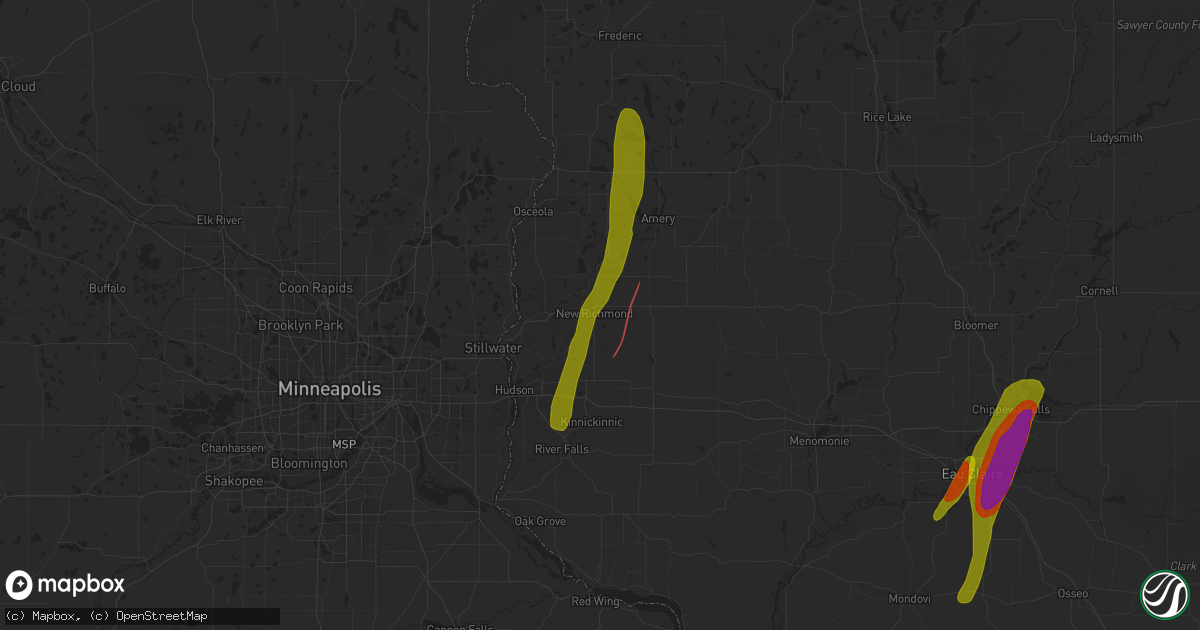 Hail map in New Richmond, WI on May 15, 2025