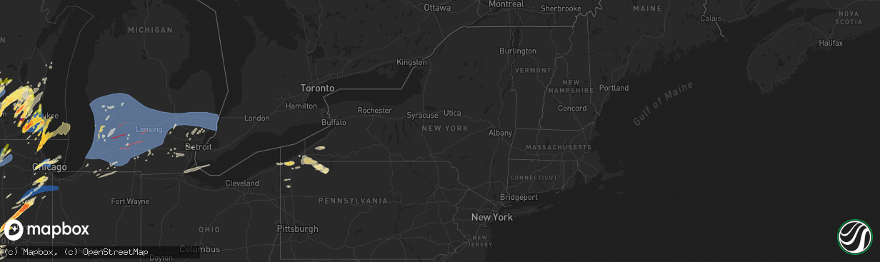 Hail map in New York on May 15, 2025