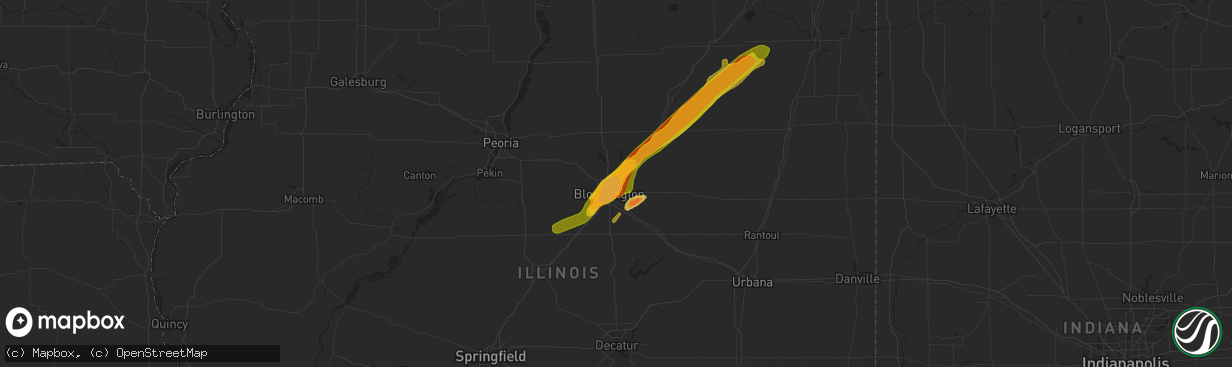 Hail map in Normal, IL on May 15, 2025