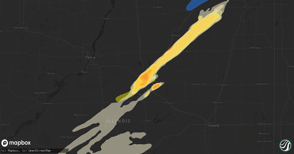 Hail map in Normal, IL on May 15, 2025