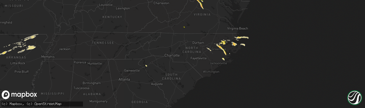 Hail map in North Carolina on May 15, 2025