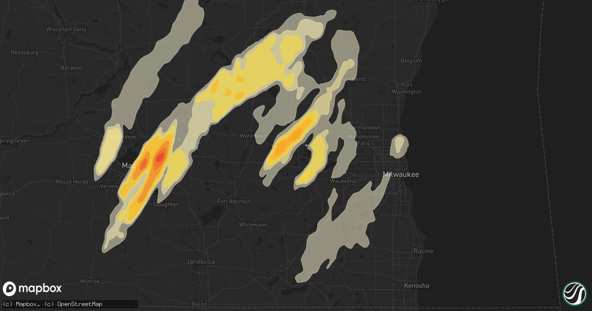 Hail map in Oconomowoc, WI on May 15, 2025