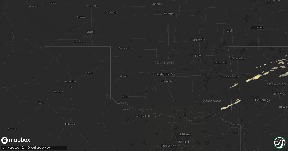 Hail map in Oklahoma on May 15, 2025