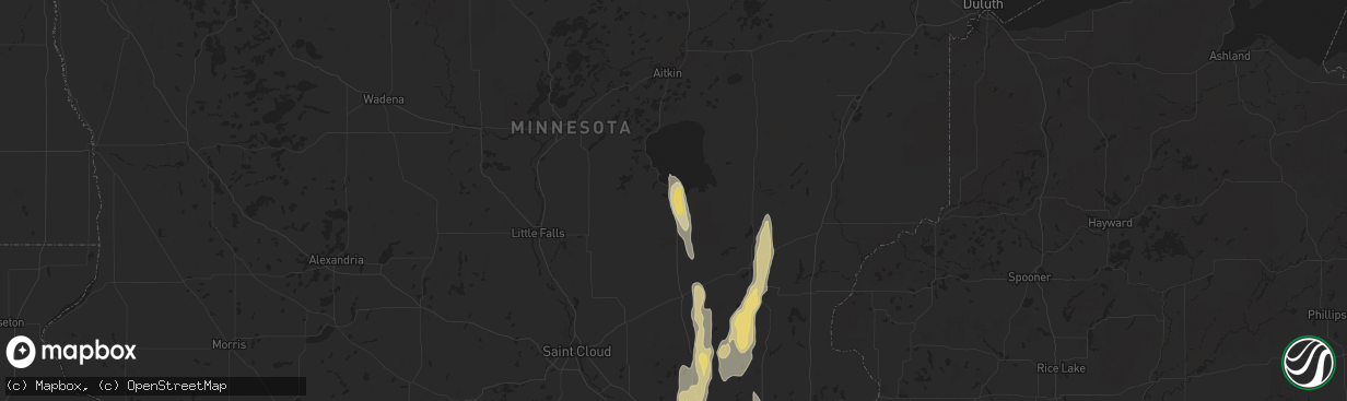 Hail map in Onamia, MN on May 15, 2025