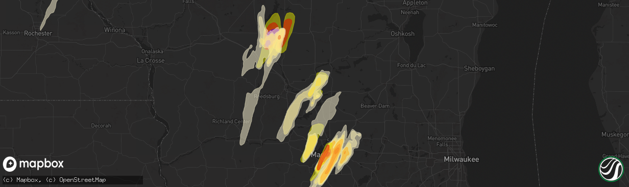 Hail map in Portage, WI on May 15, 2025