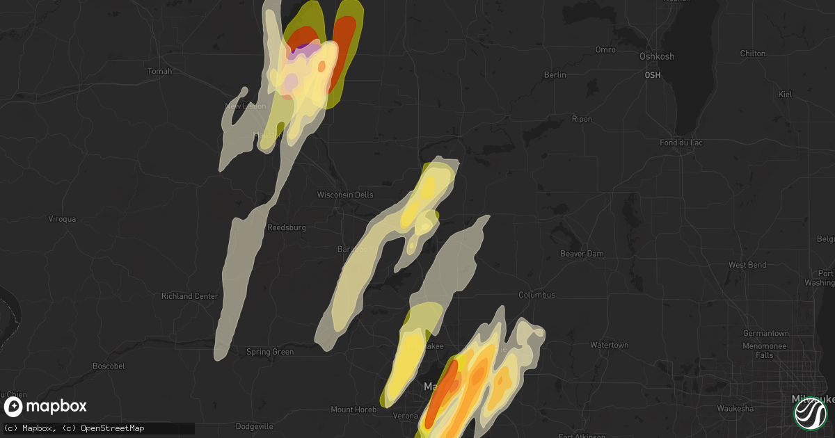 Hail map in Portage, WI on May 15, 2025