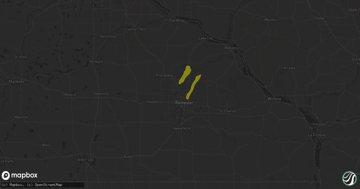 Hail map in Rochester, MN on May 15, 2025