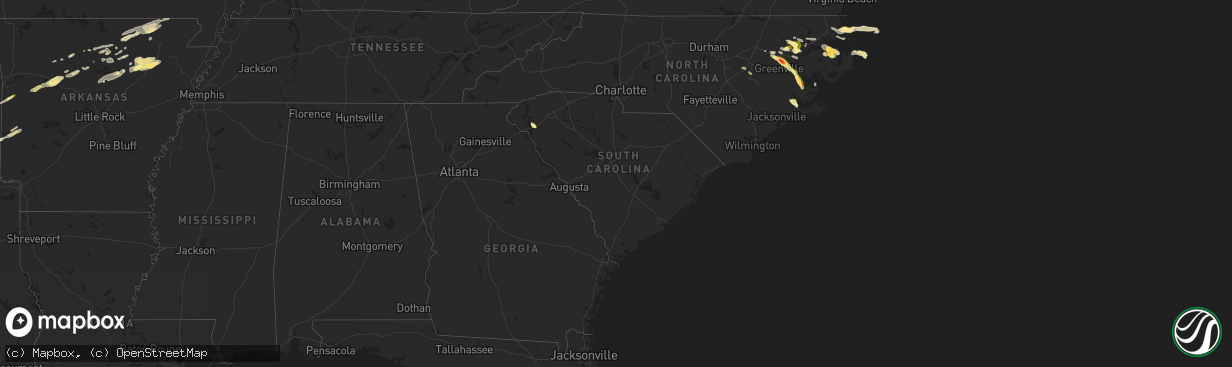 Hail map in South Carolina on May 15, 2025