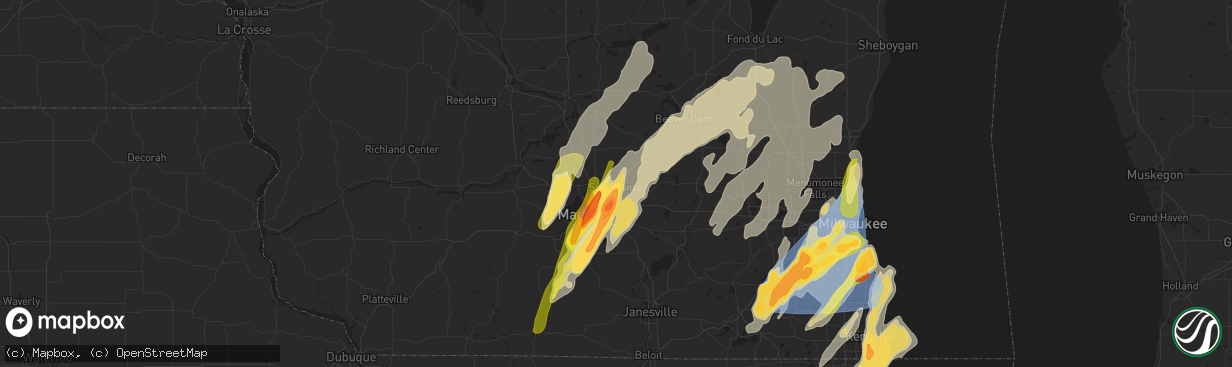 Hail map in Sun Prairie, WI on May 15, 2025