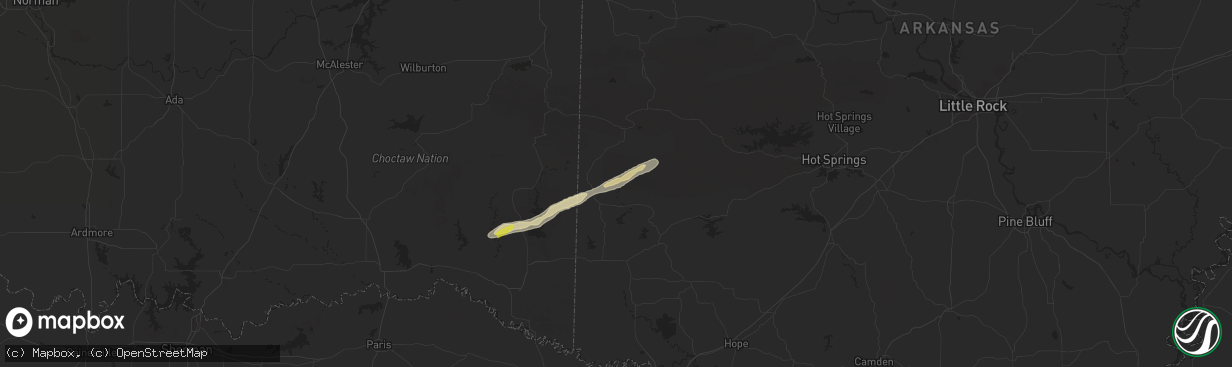 Hail map in Vandervoort, AR on May 15, 2025